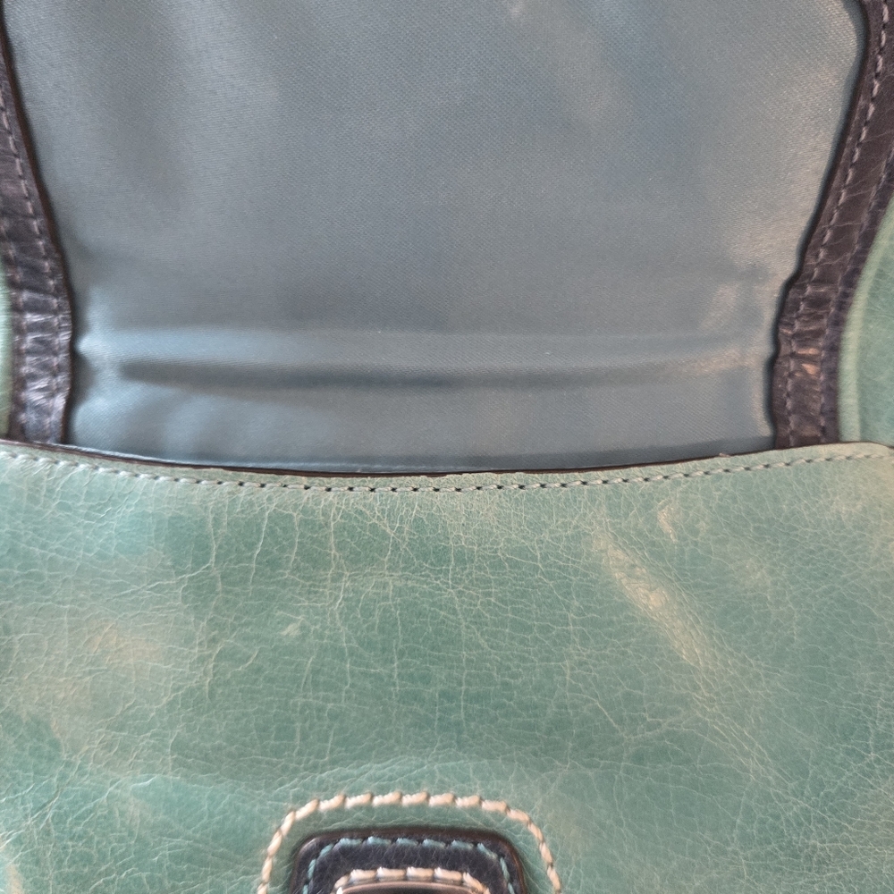 Coach Poppy Spectator Hippie Green Blue Leather Crossbody Bag - Picture 14 of 14